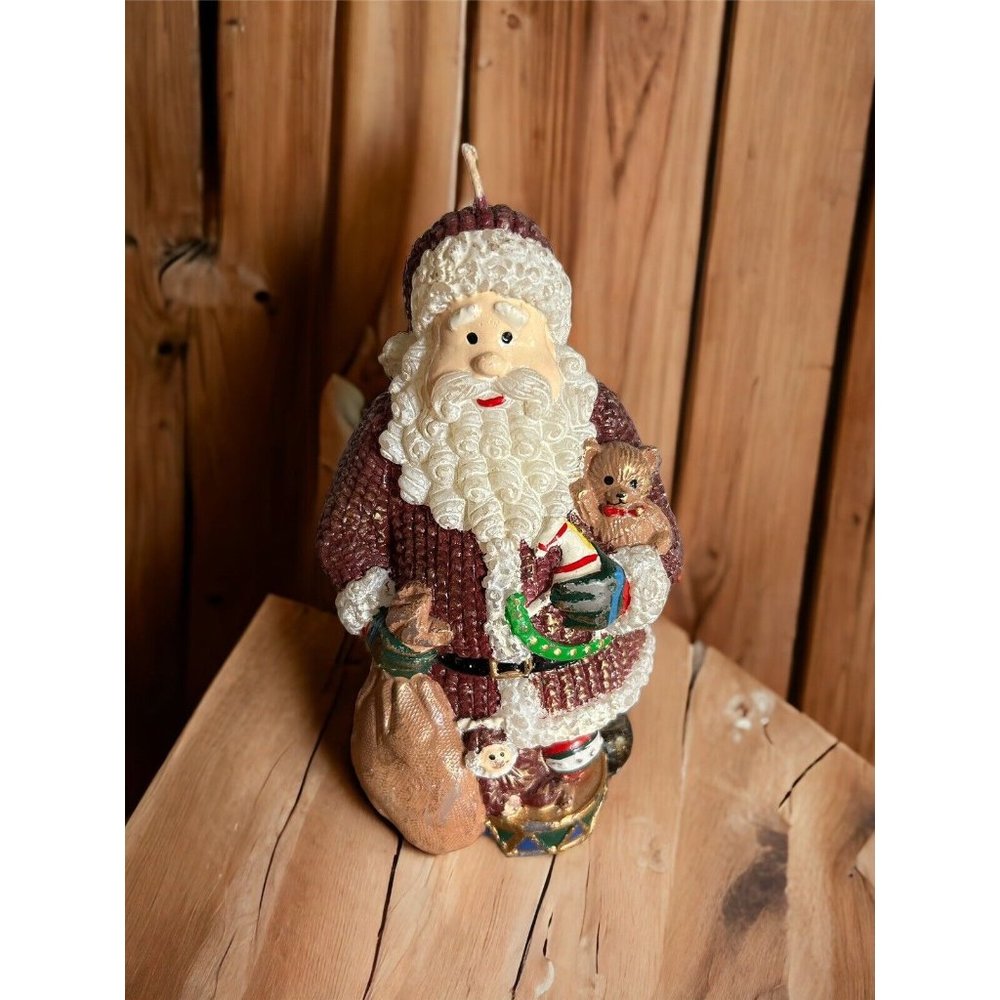 Santa Claus Figure Christmas Candle Rocking Horse Bag Teddy Bear Holiday Decor